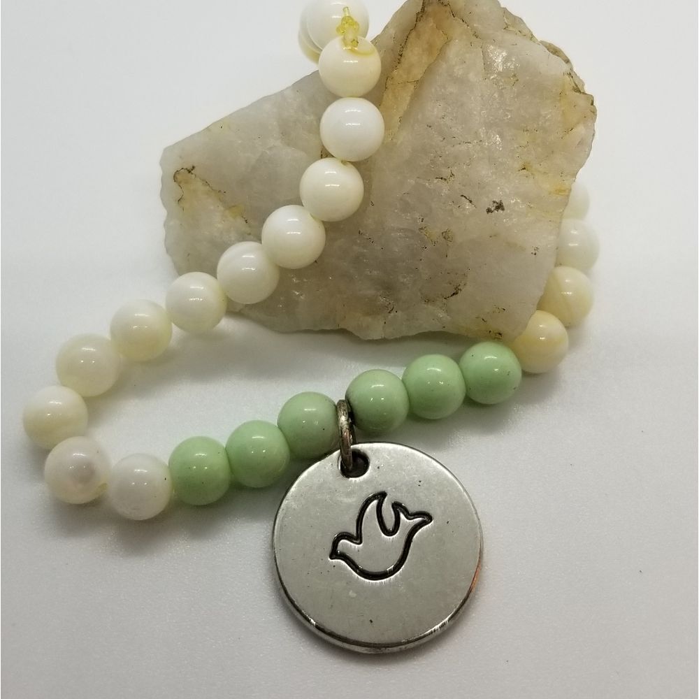 Pastel garden Easter bracelet hope dove religious gift for her. B226